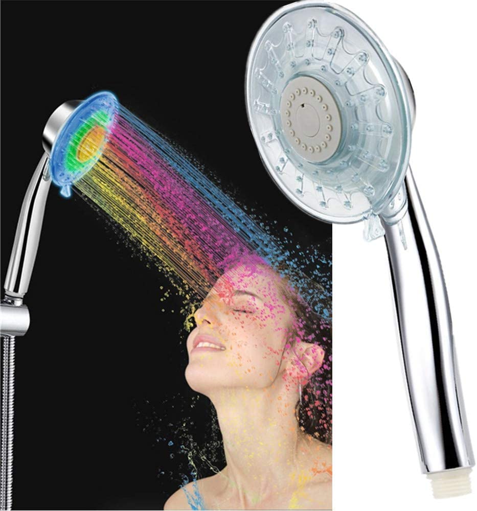 LED Shower Head Color Changing 2 Water Mode 7 Color Glow Light Automatically Changing Handheld Showerhead